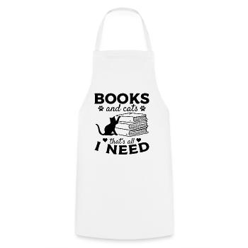 Des livres et des chats, c'est tout ce dont j'ai besoin Bookworm - Tablier de cuisine - blanc - Devant - AI Model Male 185 dark (185cm)