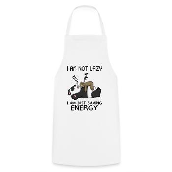 Drôle de panda paresseux disant cadeau amusant - Tablier de cuisine - blanc - Devant - AI Model Male 185 dark (185cm)