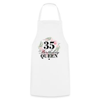 35th birthday Birthday Queen 35 years - Cooking Apron - white - Front - AI Model Male 185 dark (185cm)