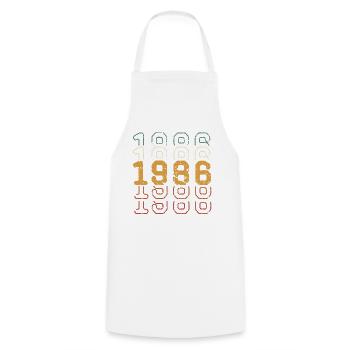 1986 - Cooking Apron - white - Front - AI Model Male 185 dark (185cm)