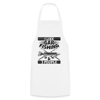 I like Gar Fishing & 3 People Garfish Garfishing - Cooking Apron - white - Front - AI Model Male 185 dark (185cm)