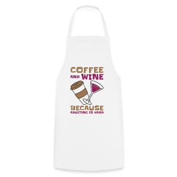 Coffee Wine Adulting Drinking Adult - Cooking Apron - white - Front - AI Model Male 185 dark (185cm)