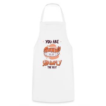 Nourriture asiatique Sushi Crevettes - Tablier de cuisine - blanc - Devant - AI Model Male 185 dark (185cm)