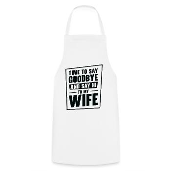 Célibataire Fiancé Mariage Épouse Anniversaire de mariage - Tablier de cuisine - blanc - Devant - AI Model Male 185 dark (185cm)