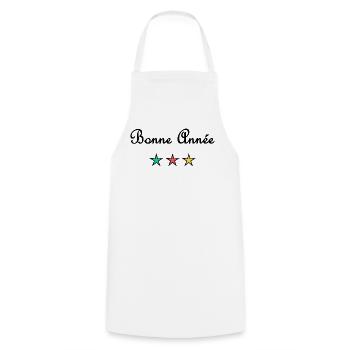 BONNE ANNEE. SAINT SYLVESTRE. NOUVELLE ANNÉE. - Tablier de cuisine - blanc - Devant - AI Model Male 185 dark (185cm)