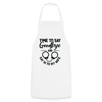 Célibataire Fiancé Mariage Épouse Anniversaire de mariage - Tablier de cuisine - blanc - Devant - AI Model Male 185 dark (185cm)