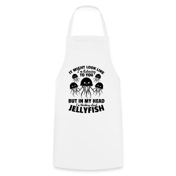 It might seem like I'm listening, but - Cooking Apron - white - Front - AI Model Male 185 dark (185cm)
