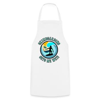 Skimboarding gets me wet! Skimboard Women Saying - Cooking Apron - white - Front - AI Model Male 185 dark (185cm)