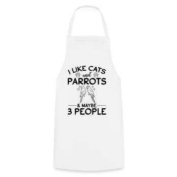 I like cats and parrots & Maybe 3 people - Cooking Apron - white - Front - AI Model Male 185 dark (185cm)