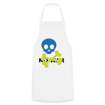 Neonblauer Totenkopf und gekreuzte Knochen - Kochschürze - Weiß - Vorne - AI Model Male 185 dark (185cm)