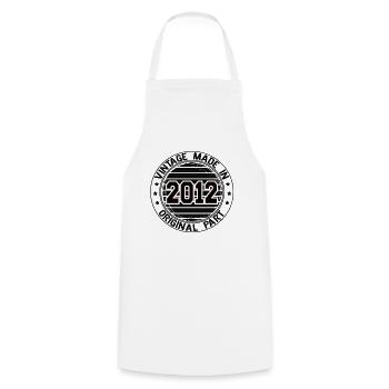 Vintage Made In 2012 Original Part Birthday 2012 - Cooking Apron - white - Front - AI Model Male 185 dark (185cm)