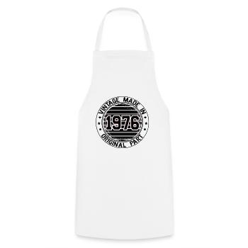 Vintage Made In 1976 Original Part Birthday 1976 - Cooking Apron - white - Front - AI Model Male 185 dark (185cm)