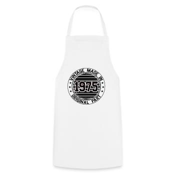 Vintage Fabriqué en 1975 Pièce originale Anniversaire 1975 - Tablier de cuisine - blanc - Devant - AI Model Male 185 dark (185cm)