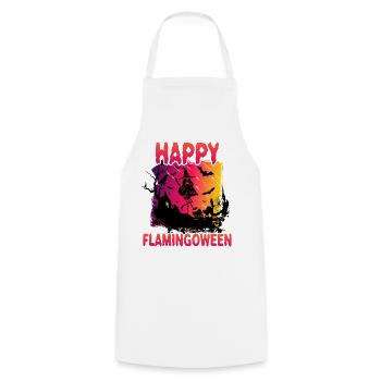 Flamingoween Flamingo avec balai - Tablier de cuisine - blanc - Devant - AI Model Male 185 dark (185cm)