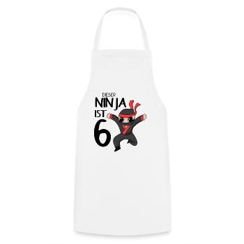 6 Jahre Junge Ninja - 6 Geburtstag - Ich bin 6 - Kochschürze - Weiß - Vorne - AI Model Male 185 dark (185cm)