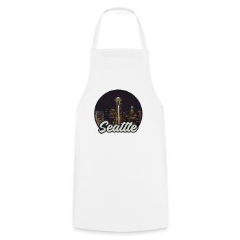 Seattle Cityscape - Cooking Apron - white - Front - AI Model Male 185 dark (185cm)