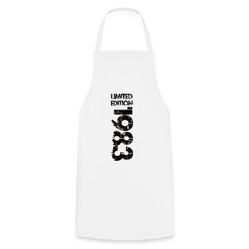 Limited Edition 1983 - Cooking Apron - white - Front - AI Model Male 185 dark (185cm)