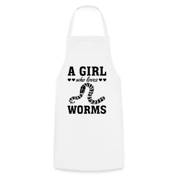 Nice worm girl worm lover I A girl, - Cooking Apron - white - Front - AI Model Male 185 dark (185cm)