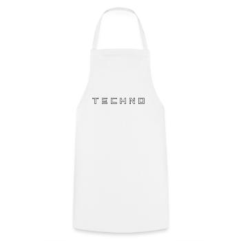 Techno - Kochschürze - Weiß - Vorne - AI Model Male 185 dark (185cm)