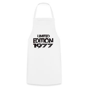 Limited Edition 1977 - Cooking Apron - white - Front - AI Model Male 185 dark (185cm)