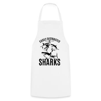 Great White Shark Love I am easily blown away by sharks - Cooking Apron - white - Front - AI Model Male 185 dark (185cm)