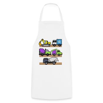 Bagger Baustelle Bauarbeiter Bau Truck I Geschenk - Kochschürze - Weiß - Vorne - AI Model Male 185 dark (185cm)