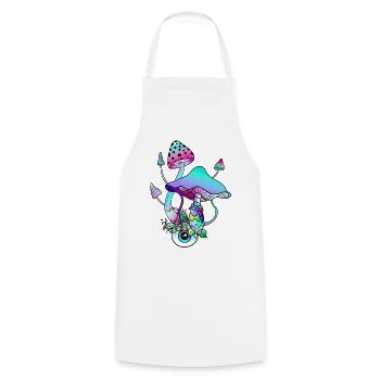 Magic Mushrooms Psychedelic Art - Cooking Apron - white - Front - AI Model Male 185 dark (185cm)
