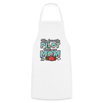 Airplane Pilot Fly Mother Son Child I Gift - Cooking Apron - white - Front - AI Model Male 185 dark (185cm)
