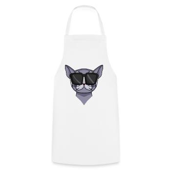 Britisch Kurzhaar Katze mit Sonnenbrille - Kochschürze - Weiß - Vorne - AI Model Male 185 dark (185cm)