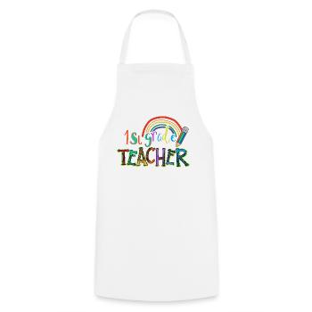 Leopard 1st Grade Teacher Rainbow - Cooking Apron - white - Front - AI Model Male 185 dark (185cm)