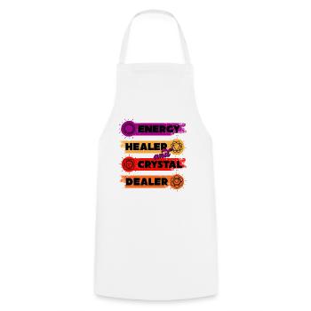 Energy Medicine Healing Positive Energy Crystals - Cooking Apron - white - Front - AI Model Male 185 dark (185cm)