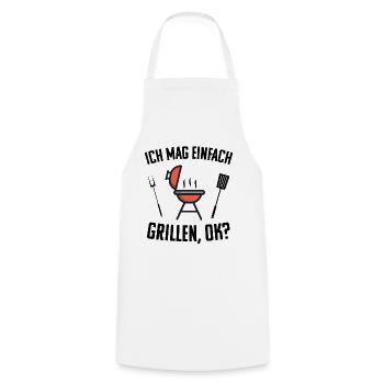 Grill Grillen Humorvoller Spruch - Kochschürze - Weiß - Vorne - AI Model Male 185 dark (185cm)