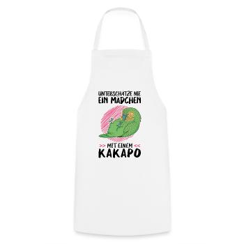 Mädchen mit Kakapo flugunfähiger Papagei - Kochschürze - Weiß - Vorne - AI Model Male 185 dark (185cm)