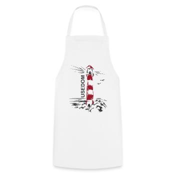 Phare Lac Usedom Vacances mer Rouge Blanche Mer Baltique - Tablier de cuisine - blanc - Devant - AI Model Male 185 dark (185cm)
