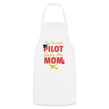 Airplane Pilot Fly Mother Son Child I Gift - Cooking Apron - white - Front - AI Model Male 185 dark (185cm)