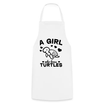Sea Turtle Lover Girls A girl who - Cooking Apron - white - Front - AI Model Male 185 dark (185cm)