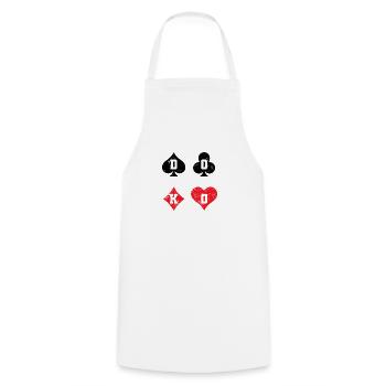 Doko Karo Heart Spade Cross Cartes à double tête - Tablier de cuisine - blanc - Devant - AI Model Male 185 dark (185cm)