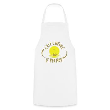 C'est l'heure de pêcher - Tablier de cuisine - blanc - Devant - AI Model Male 185 dark (185cm)
