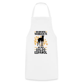 Ich bin die Verrückte mit dem Galgo Espanol - Kochschürze - Weiß - Vorne - AI Model Male 185 dark (185cm)