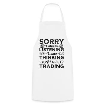 Désolé, je n’écoutais pas Funny Crypto Trader - Tablier de cuisine - blanc - Devant - AI Model Male 185 dark (185cm)