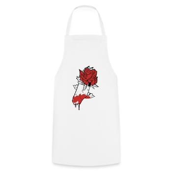 Aesthetic Dark Pattern Hand Bleeding Holding Rose - Cooking Apron - white - Front - AI Model Male 185 dark (185cm)