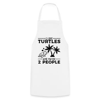 I like turtles and maybe 2 people - Cooking Apron - white - Front - AI Model Male 185 dark (185cm)