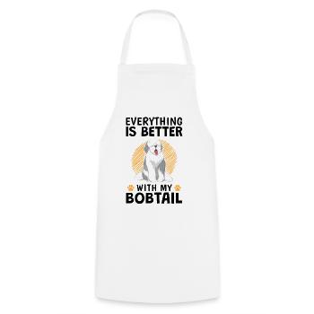 Everything better with Bobtail Old English Shepherd - Cooking Apron - white - Front - AI Model Male 185 dark (185cm)