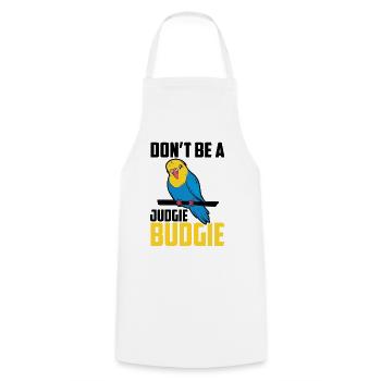 Ne soyez pas un oiseau perroquet Judgie Budgie - Tablier de cuisine - blanc - Devant - AI Model Male 185 dark (185cm)