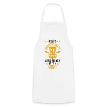Old Women Disc Golf Vintage Ultimate Frisbee - Cooking Apron - white - Front - AI Model Male 185 dark (185cm)