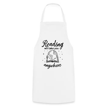 Reading Will Take You Anywhere - Read Books Book - Cooking Apron - white - Front - AI Model Male 185 dark (185cm)
