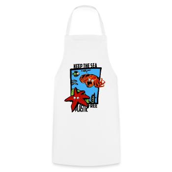 Gardez la mer sans plastique - Tablier de cuisine - blanc - Devant - AI Model Male 185 dark (185cm)
