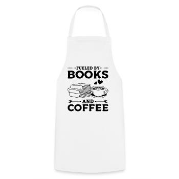 Fueled By Books And Coffee Book Lover Book Reading - Kochschürze - Weiß - Vorne - AI Model Male 185 dark (185cm)