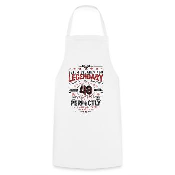 Vintage Légendaire - Vieilli parfaitement 48ème anniversaire - Tablier de cuisine - blanc - Devant - AI Model Male 185 dark (185cm)