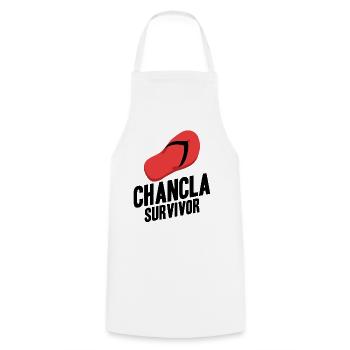 Chancla Survivor Spanish Mexican La - Cooking Apron - white - Front - AI Model Male 185 dark (185cm)